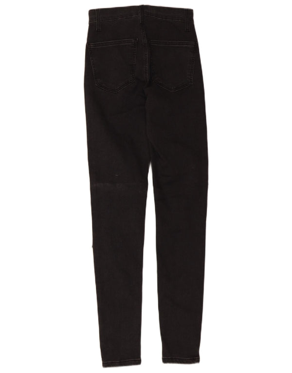 Topshop Womens Joni Distressed Skinny Jeans W25 L28 Black Cotton