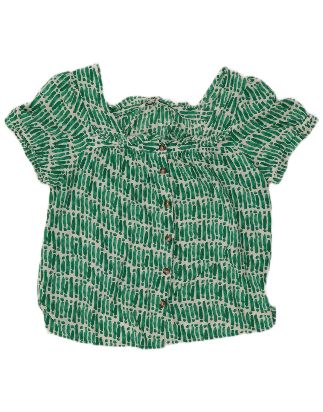 MONSOON Womens Oversized Crop Shirt Blouse UK 16 Large Green Striped