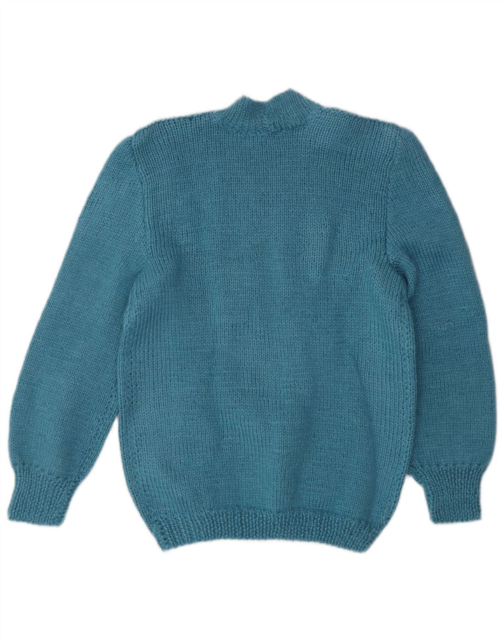 Vintage Womens Turtle Neck Jumper Sweater UK 8 Small Turquoise Classic