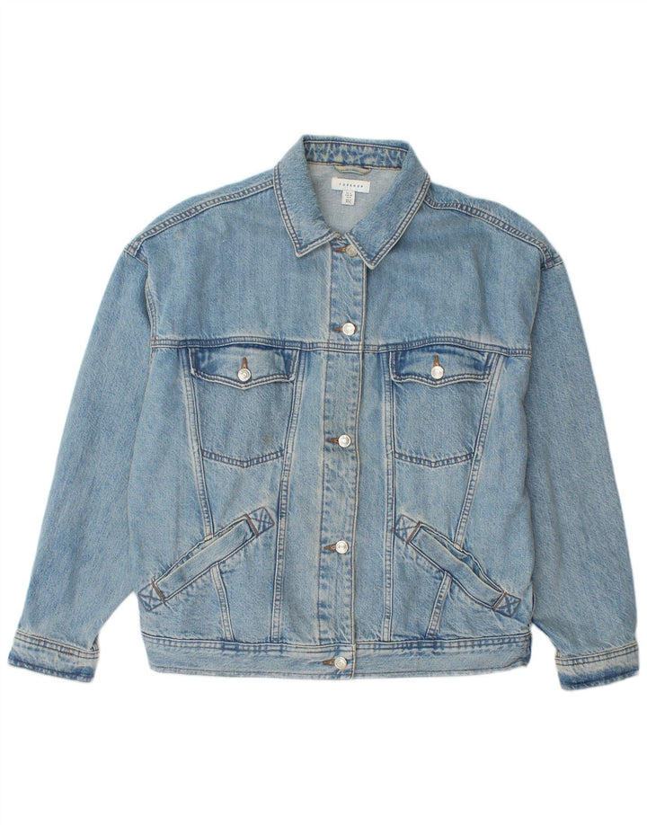 Topshop Womens Denim Jacket UK 12 Medium Blue Cotton