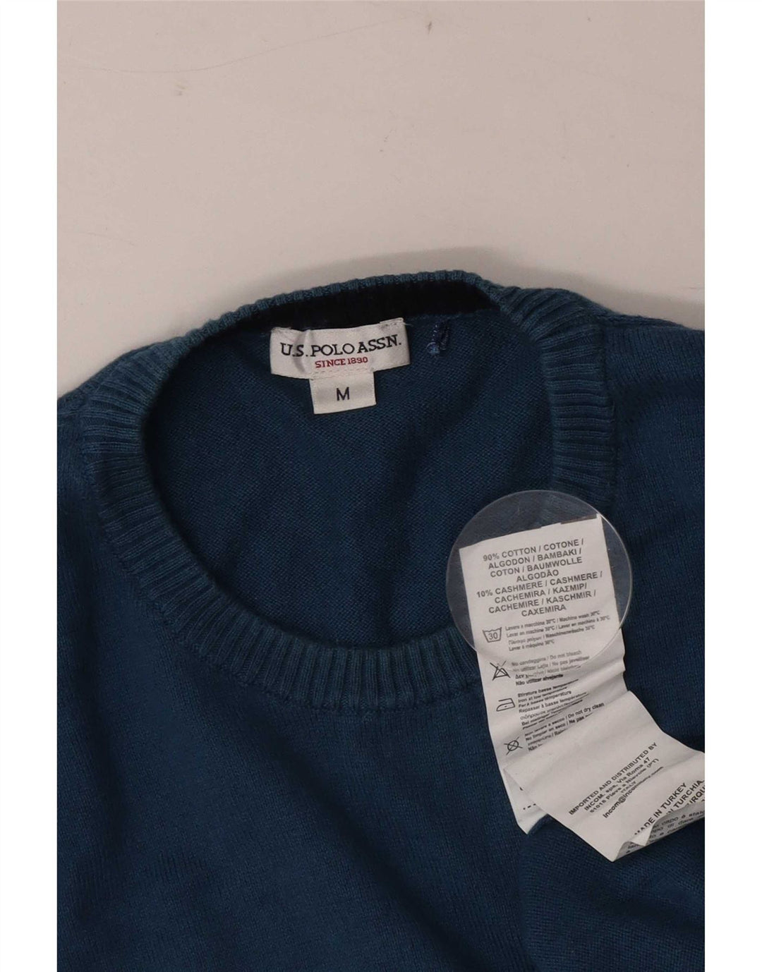 U.S. Polo Assn. Mens Crew Neck Jumper Sweater Medium Blue Cotton