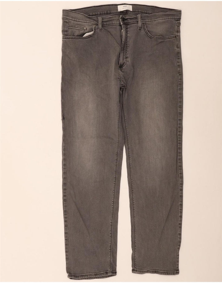 Marks & Spencer Mens Straight Jeans W38 L33 Grey Cotton