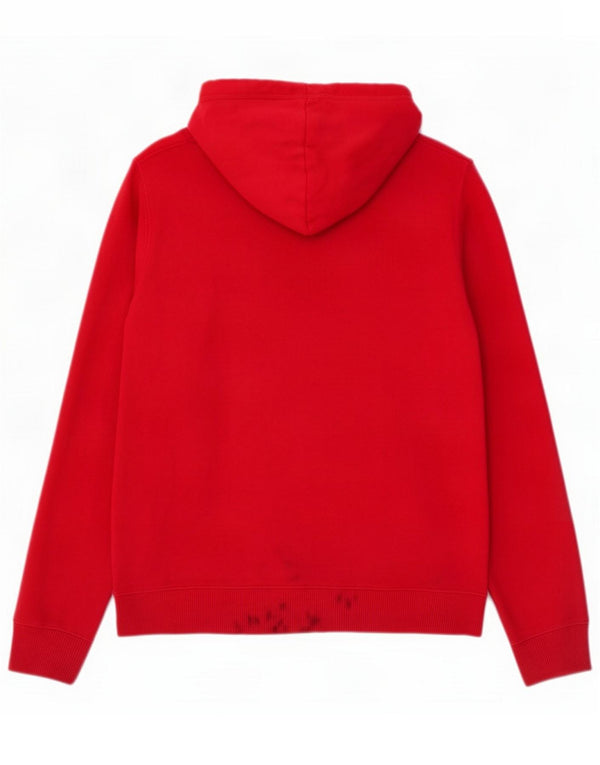 Hollister Mens Graphic Hoodie Jumper Small Red Cotton