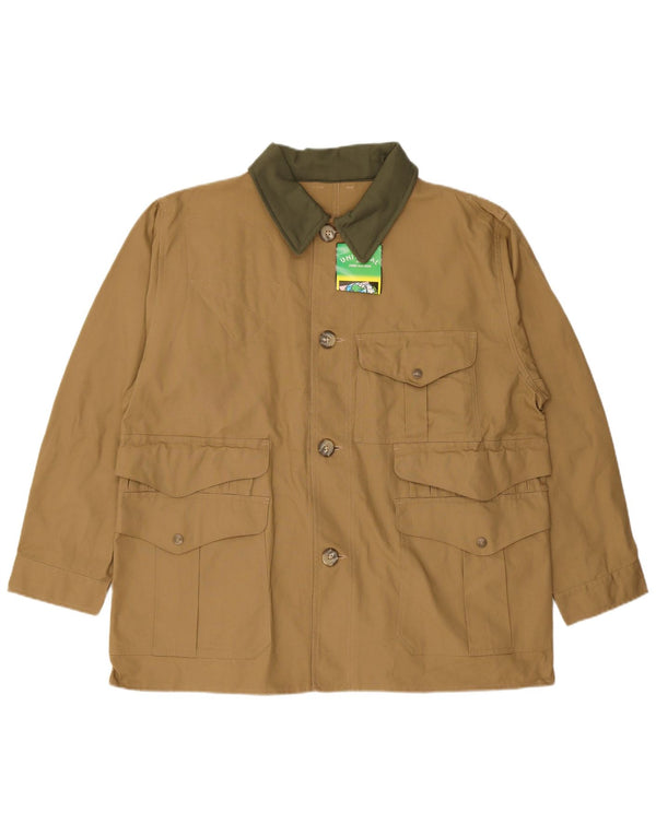Vintage Mens Utility Jacket IT 54 2XL Khaki Cotton