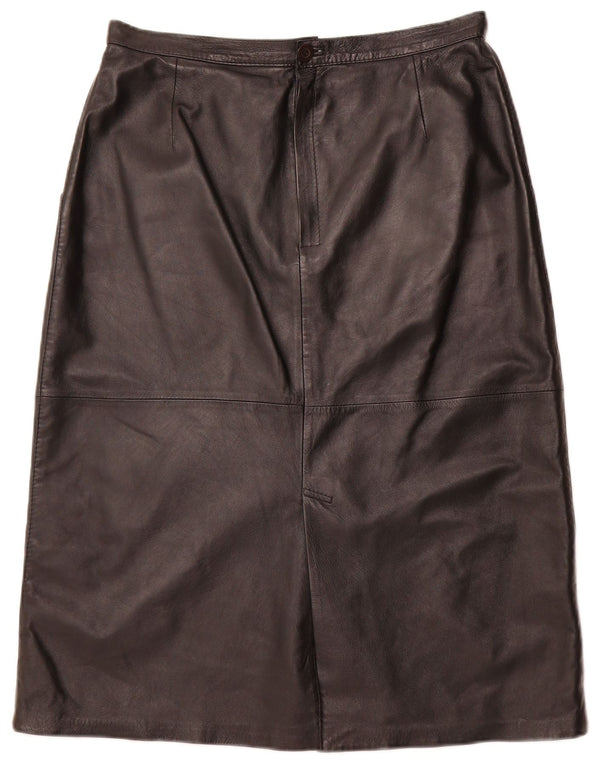 VINTAGE Womens Leather Skirt IT 44 Medium W32  Black