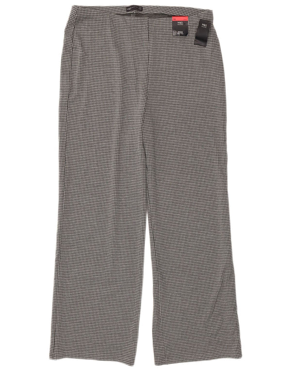 Marks & Spencer Womens Straight Trousers UK 18 XL W36 L32 Grey Houndstooth