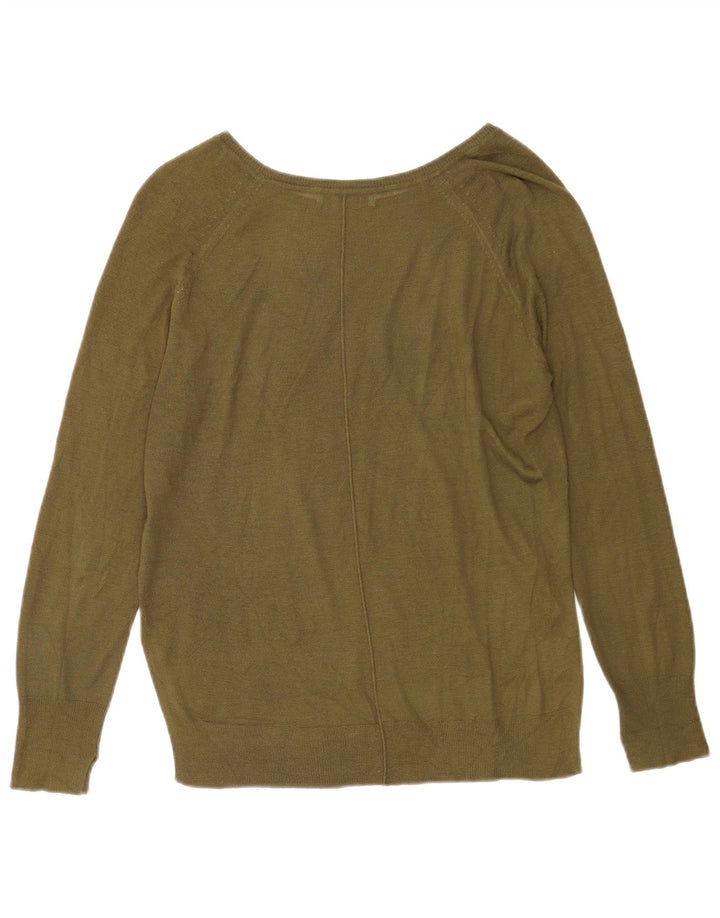 Zara Womens Boat Neck Jumper Sweater UK 14 Medium Khaki