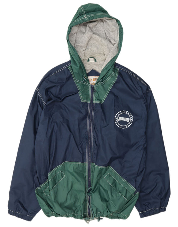 John Baner Mens Hooded Rain Jacket UK 46 3XL Navy Blue Colourblock