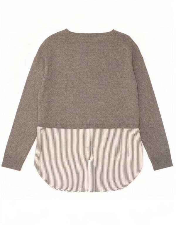 Zara Womens Long Sleeve Tunic Top UK 10 Small Grey Colourblock Polyester