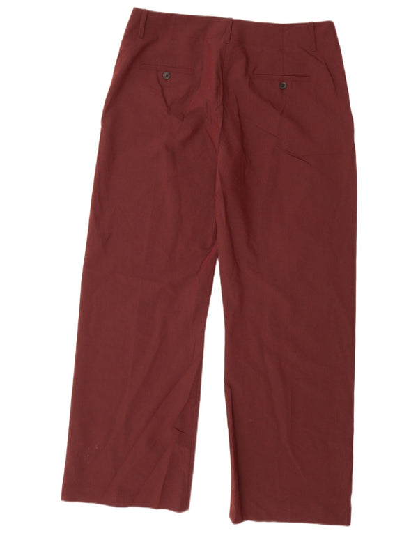 Zara Womens Loose Fit Chino Trousers XL W32 L30 Burgundy Polyester