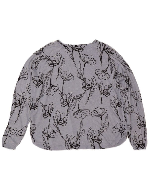 MARKS & SPENCER Womens Boat Neck Jumper Sweater UK 18 XL Blue Floral