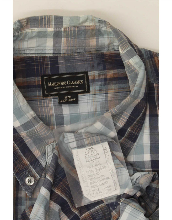 Marlboro Classics Mens Shirt 3XL Navy Blue Check Cotton