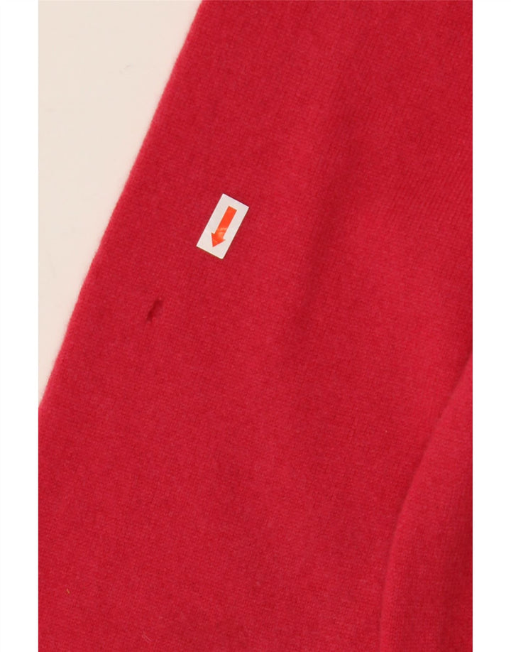 CREW CLOTHING Mens V-Neck Jumper Sweater Medium Red Merino Wool