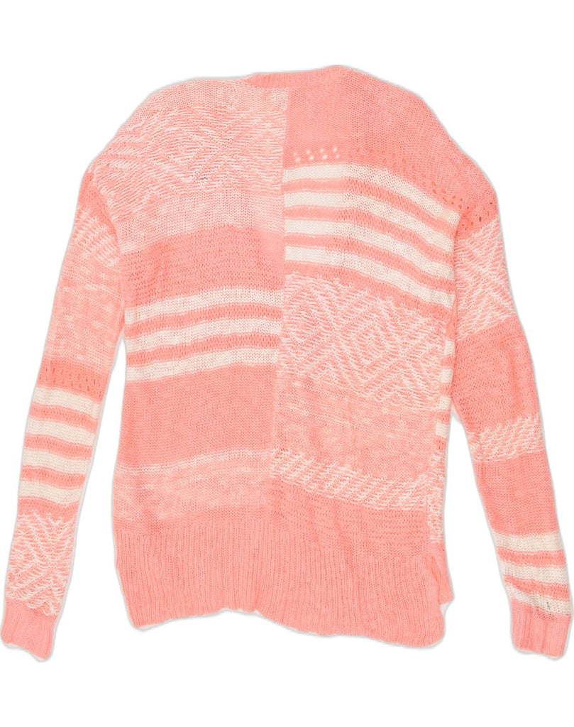 HOLLISTER Womens Loose Fit Crazy Pattern Cardigan Sweater UK 6 XS Pink | Vintage Hollister | Thrift | Second-Hand Hollister | Used Clothing | Messina Hembry 