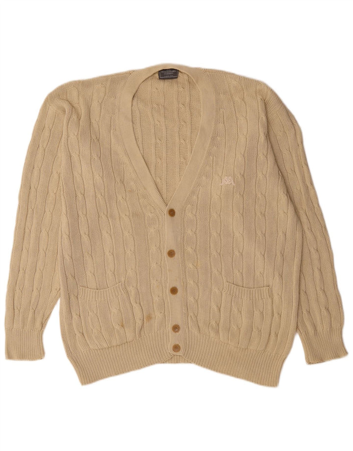 Kappa Mens Cardigan Sweater XL Beige Cotton