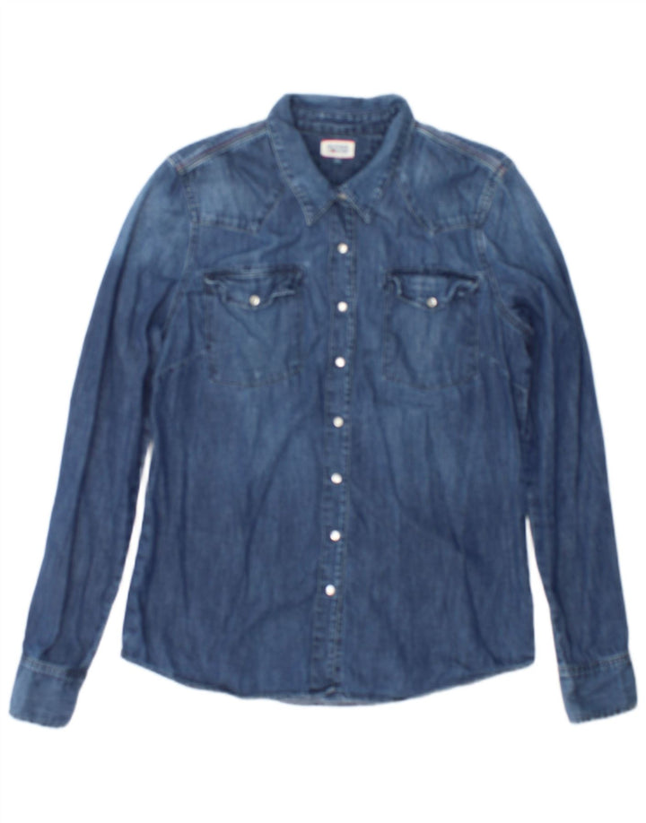 Tommy Hilfiger Womens Denim Shirt UK 14 Large Navy Blue