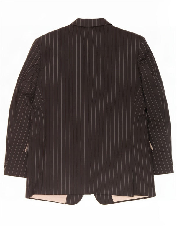 Hugo Boss Mens 3 Button Blazer Jacket EU 56 3XL Black Pinstripe Virgin Wool
