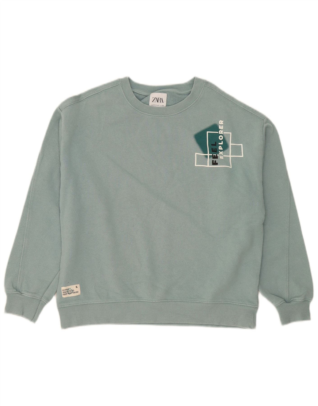 Zara Boys Graphic Sweatshirt Jumper 13-14 Years Blue Cotton