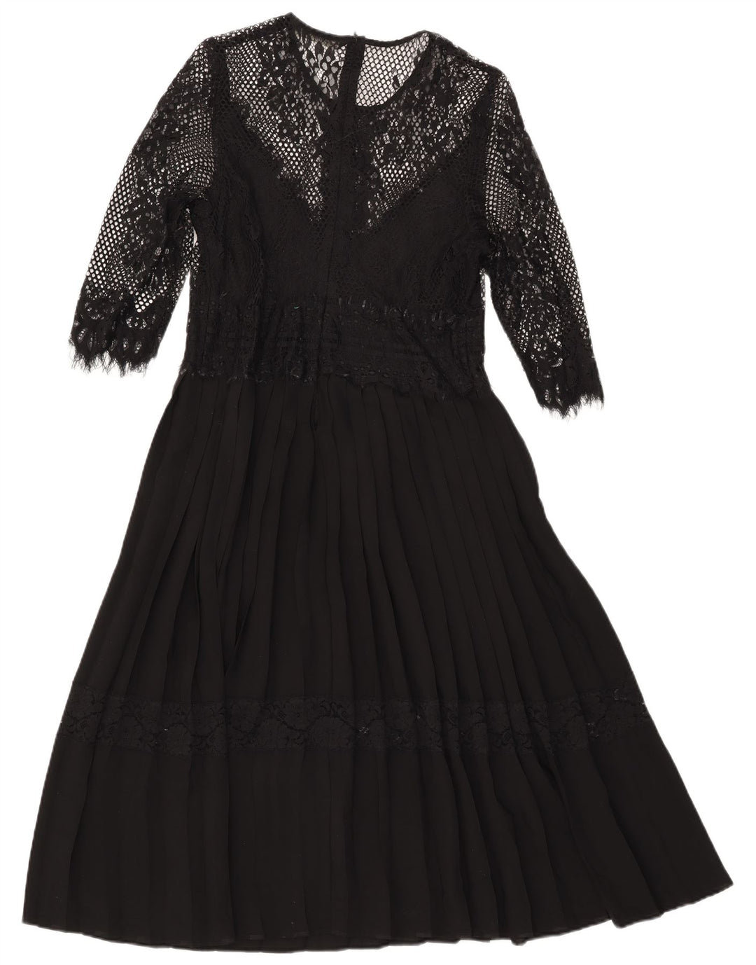 Zara Womens 3/4 Sleeve Maxi Dress UK 14 Large Black Polyamide
