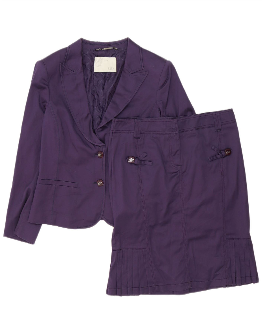Byblos Womens 2 Button Piece Skirt Set US 12 Large W32 Purple Cotton
