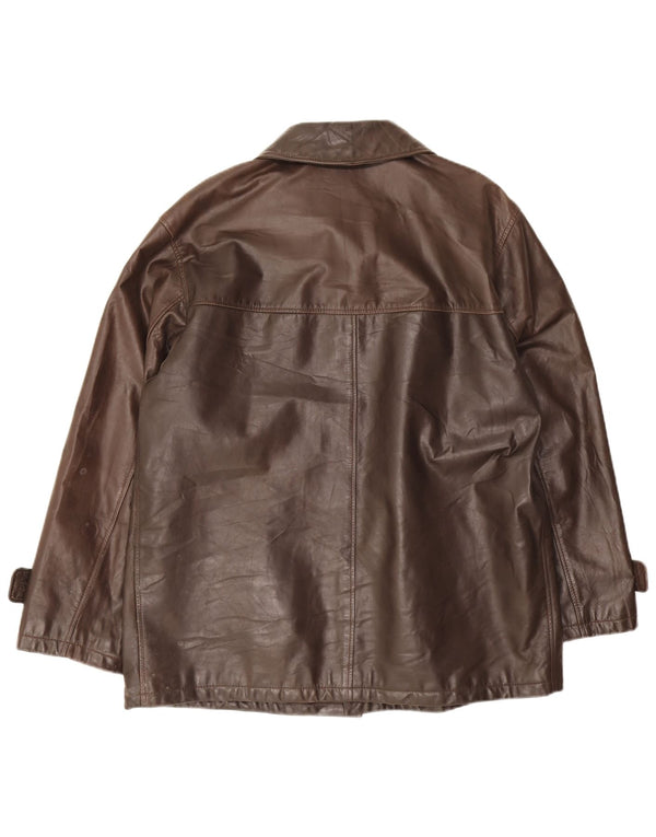 Vintage Mens Loose Fit Leather Jacket IT 48 Medium Brown Leather