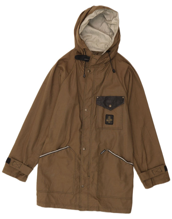 Refrigiwear Mens Hooded Parka Jacket UK 40 Large Khaki Cotton