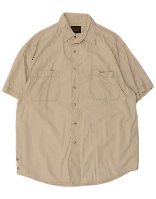 Wrangler Mens Short Sleeve Shirt 2XL Beige Cotton