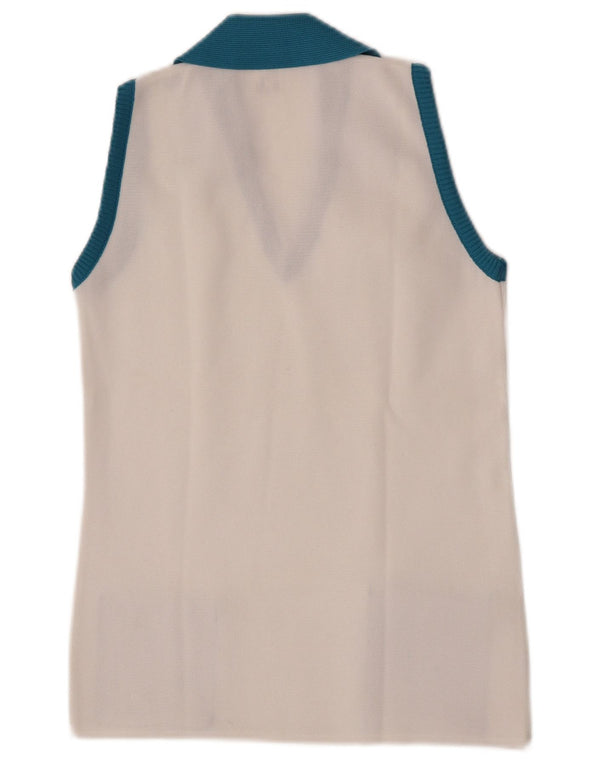 Vintage Womens Polo Neck Vest Tank Top IT 42 Medium White Colourblock