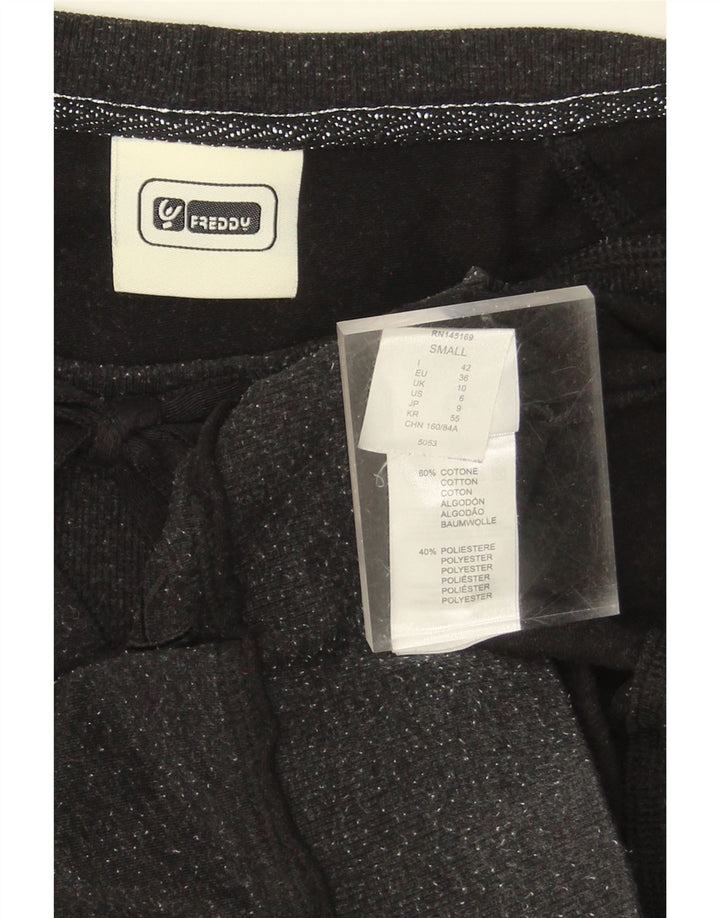 FREDDY Womens Graphic Sweatshirt Jumper UK 10 Small Black Cotton Vintage Freddy and Second-Hand Freddy from Messina Hembry 