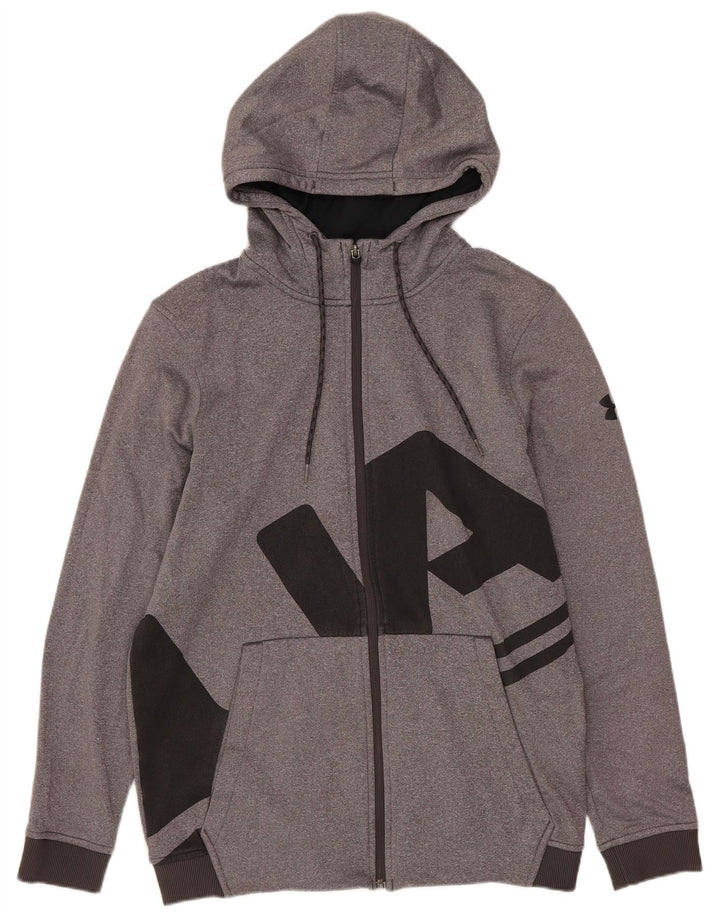 Under Armour Mens Cold Gear Graphic Zip Hoodie Sweater Small Grey
