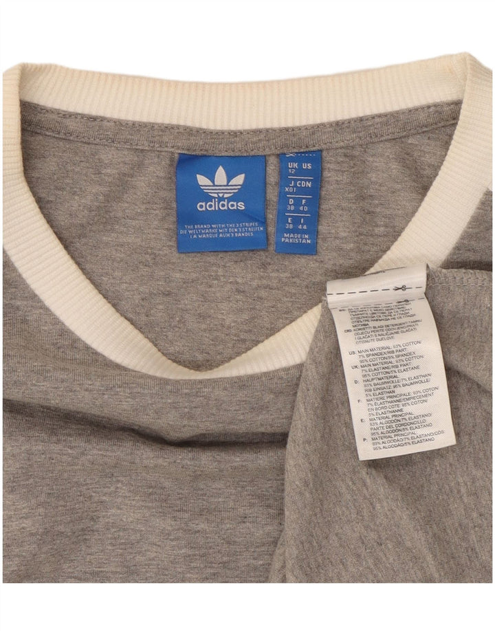 Adidas Womens Top Long Sleeve UK 12 Medium Grey Flecked Cotton