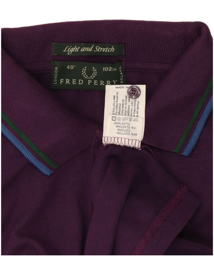 FRED PERRY Mens Light and Stretch Long Sleeve Polo Shirt Small Purple