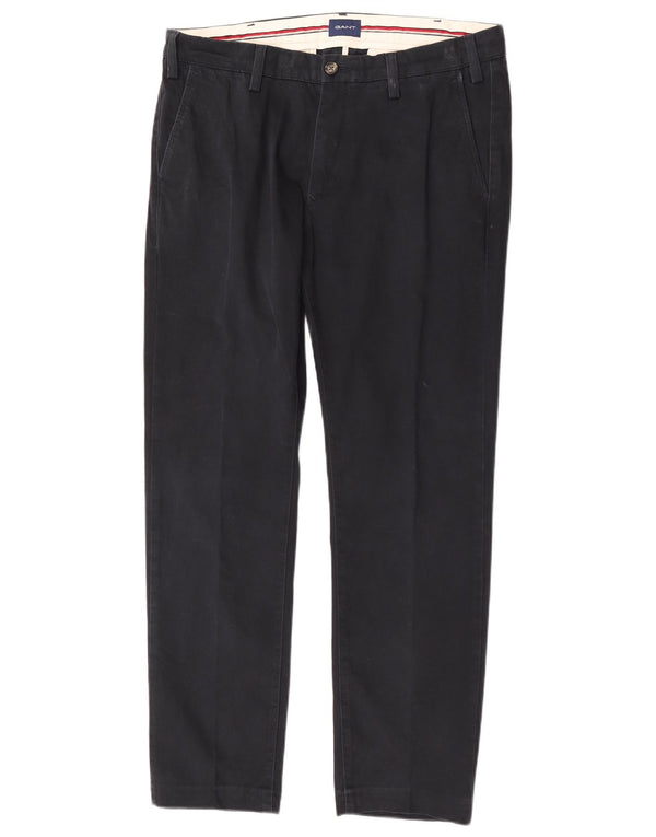 Gant Mens Slim Chino Trousers W34 L30 Navy Blue Cotton