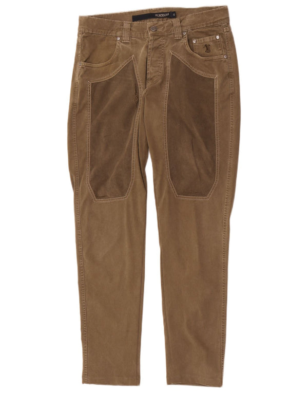 Jeckerson Mens Slim Fit Casual Trousers W32 L30 Brown Colourblock Cotton