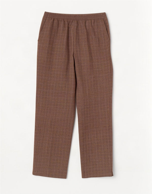 Marks & Spencer Womens Casual Trousers UK 14 Large W34 L27 Brown Check