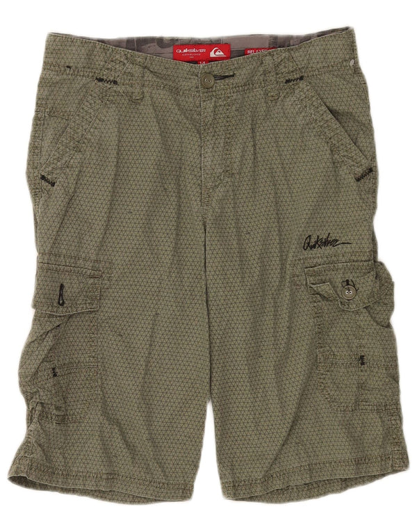 Quiksilver Boys Cargo Shorts 13-14 Years W28 Khaki Geometric Cotton
