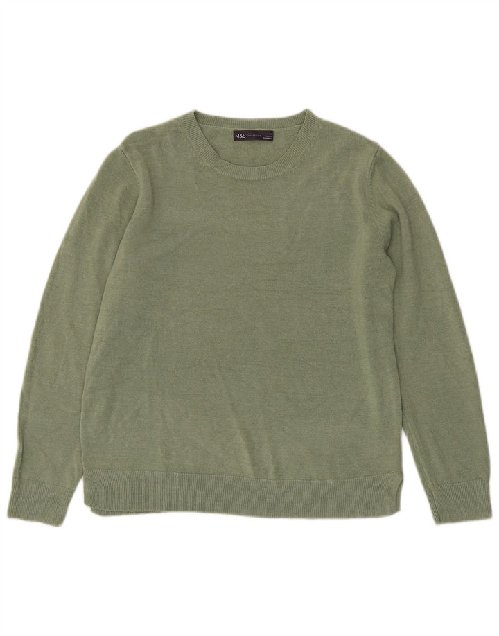 Marks & Spencer Womens Boat Neck Jumper Sweater UK 14 Medium Green