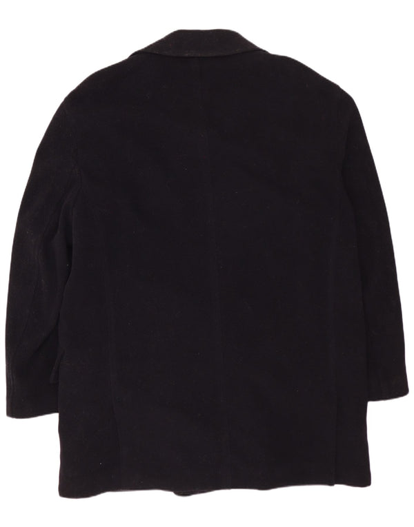 VINTAGE Mens Double Breasted Coat IT 50 Large Navy Blue Wool