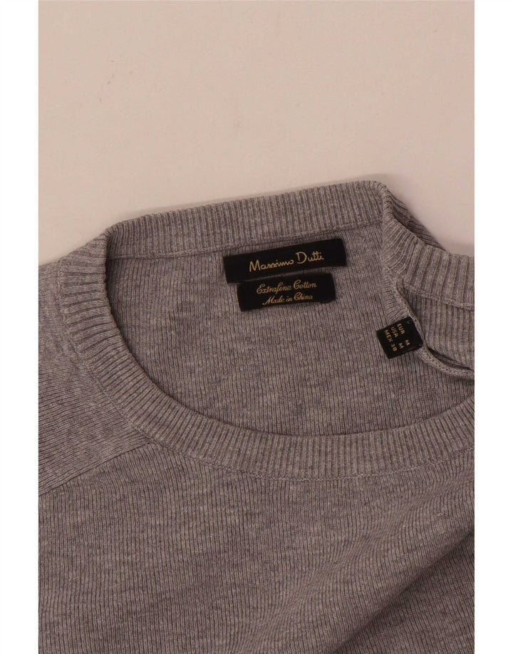 Massimo Dutti Mens Crew Neck Jumper Sweater Medium Grey Cotton