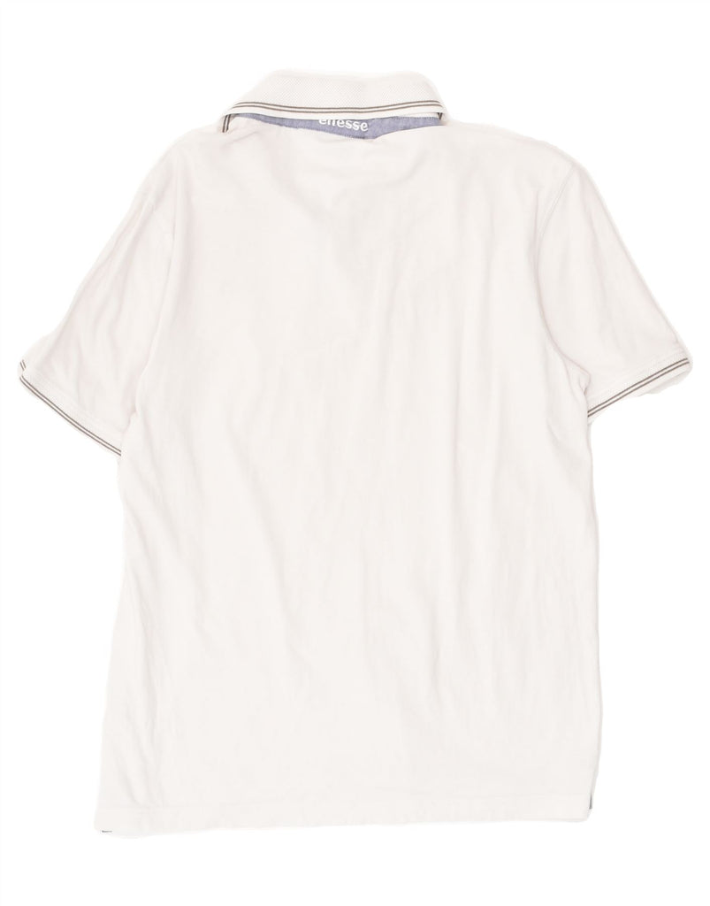 ELLESSE Mens Polo Shirt Medium White Cotton | Vintage Ellesse | Thrift | Second-Hand Ellesse | Used Clothing | Messina Hembry 