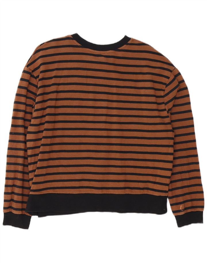 ZARA Womens Graphic Sweatshirt Jumper UK 14 Medium Brown Striped Cotton