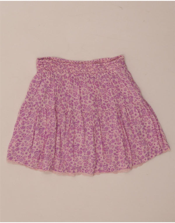 Marks & Spencer Girls Mini Skirt 13-14 Years W25 Pink Floral Viscose