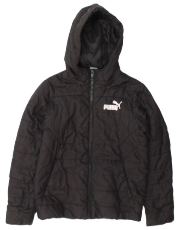 Puma Boys Hooded Padded Jacket 11-12 Years Black Polyester