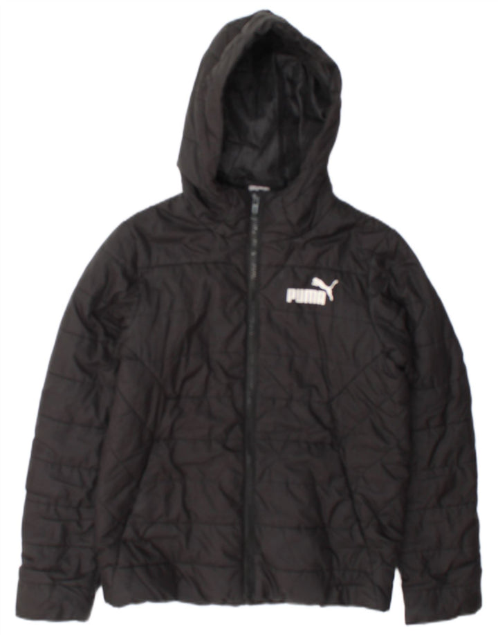 Puma Boys Hooded Padded Jacket 11-12 Years Black Polyester