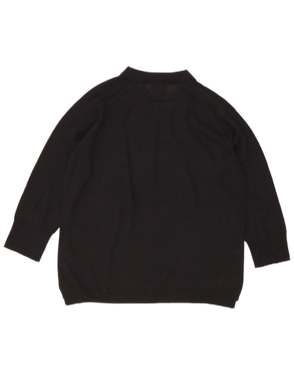 Zara Womens 3/4 Sleeve Polo Neck Jumper Sweater UK 14 Medium Black Wool