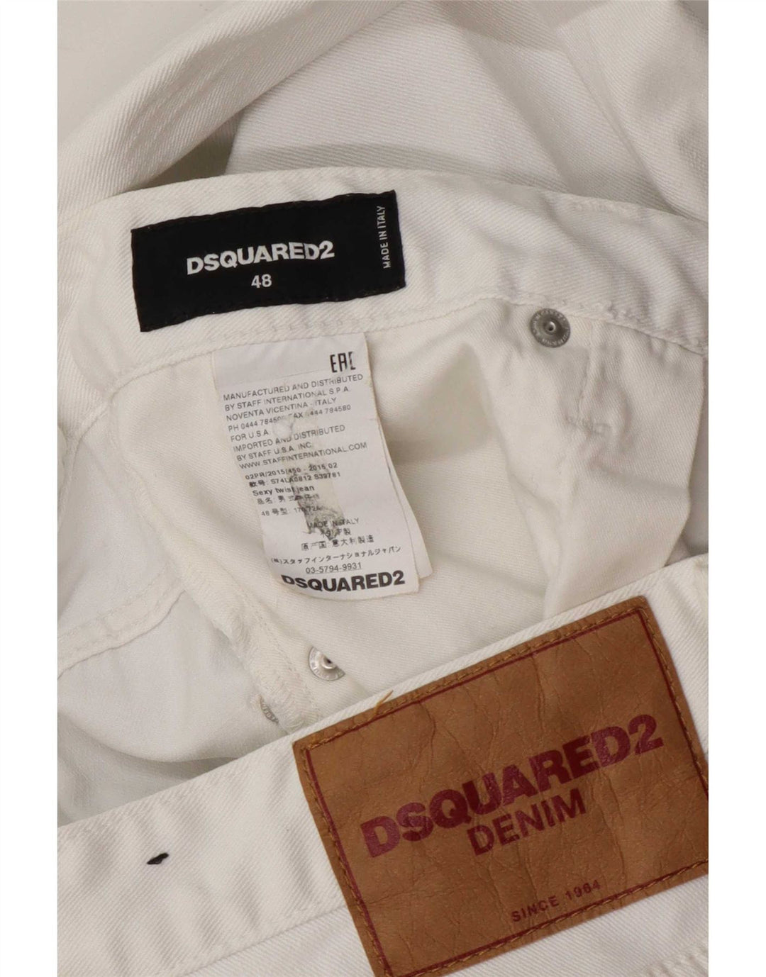 Dsquared2 Mens Distressed Slim Jeans W36 L28 White Cotton