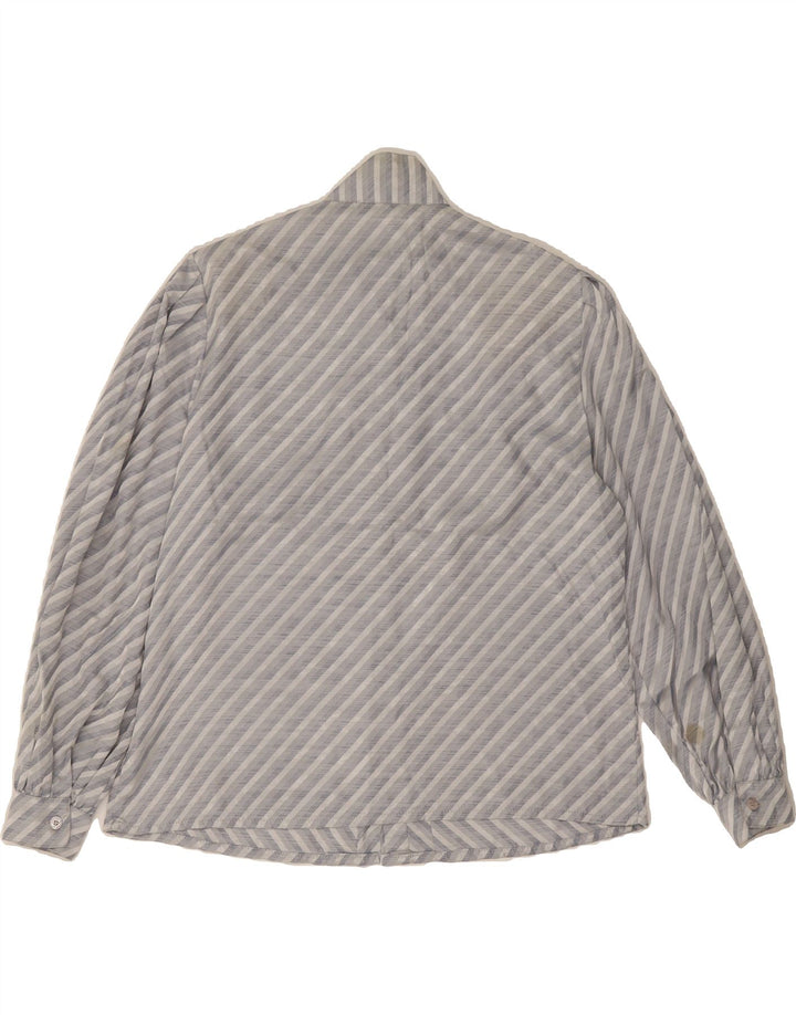VINTAGE Womens Shirt Blouse UK 18 XL Grey Striped Polyester Vintage Vintage and Second-Hand Vintage from Messina Hembry 