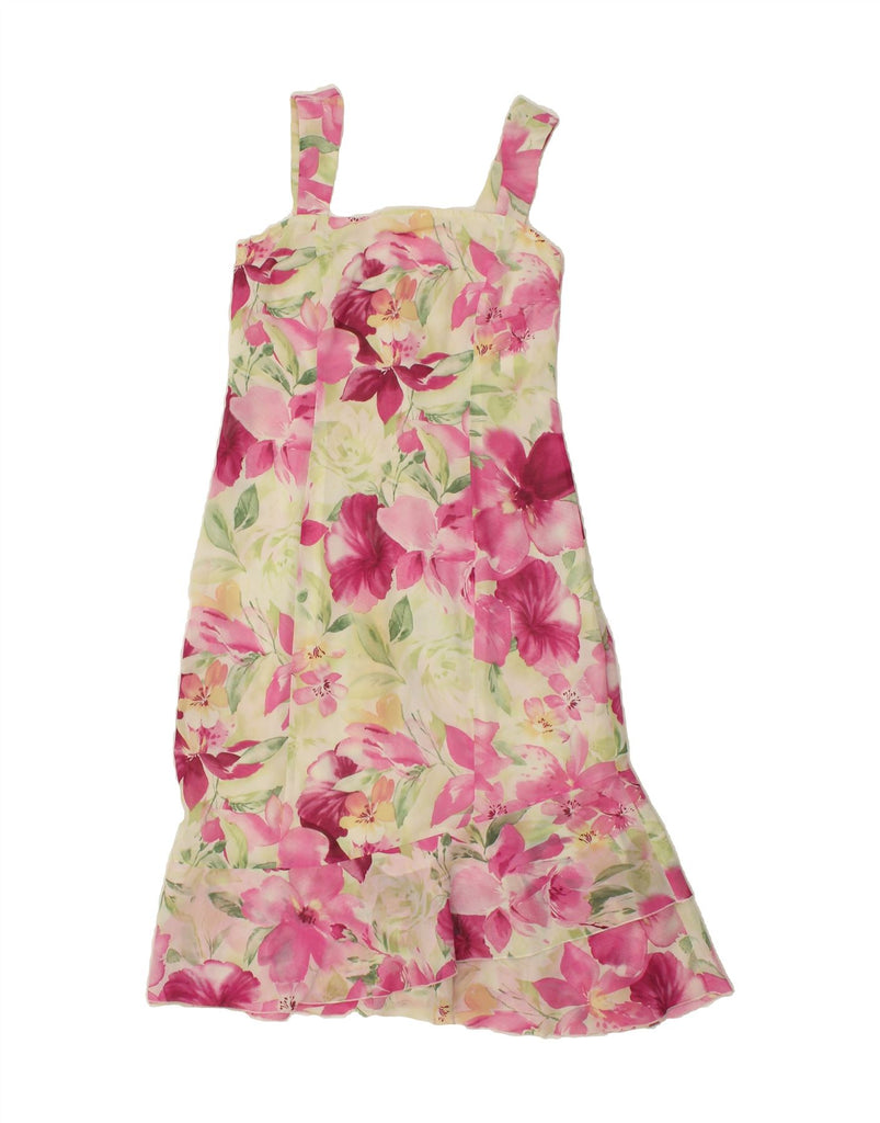 GERRY WEBER Womens Sleeveless Asymmetrical Dress UK 14 Medium  Pink Floral | Vintage Gerry Weber | Thrift | Second-Hand Gerry Weber | Used Clothing | Messina Hembry 