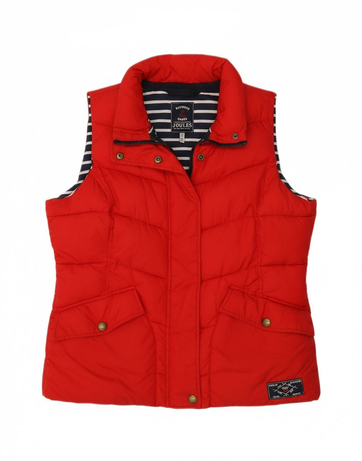 JOULES Womens Padded Gilet UK 14 Large Red Polyamide Classic