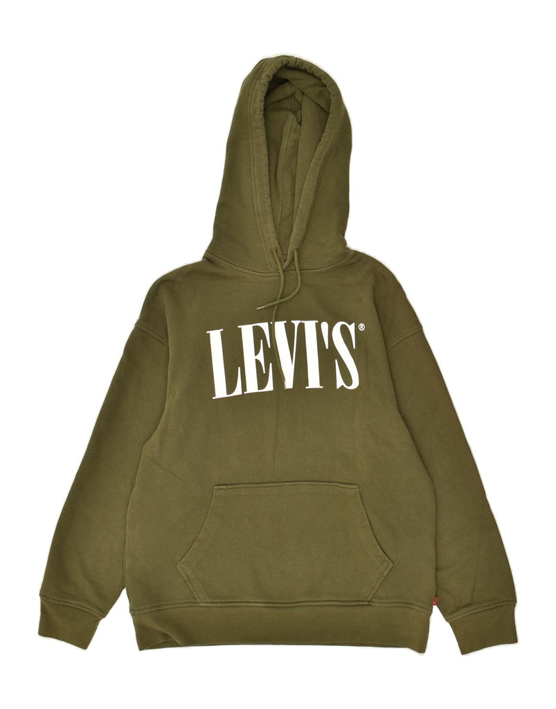 LEVI'S Mens Relaxed Fit Graphic Hoodie Jumper Small Khaki Cotton | Vintage Levi's | Thrift | Second-Hand Levi's | Used Clothing | Messina Hembry 